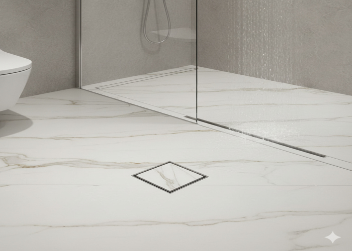 کفشور مخفی: راز یک حمام مدرن و لوکس چیست؟ (بررسی جامع کفشورهای سرامیک خور) کفشور سرامیک خور (Tile Insert Drain)