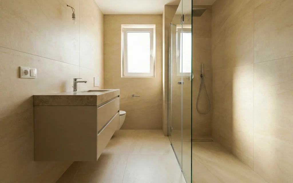 3 تکنیک بزرگ تر نشان دادن سرویس بهداشتی کوچک با سرامیک اسلب چرا اسلب برای فضای کوچک "بهتر" است؟ (راز حذف بندکشی)