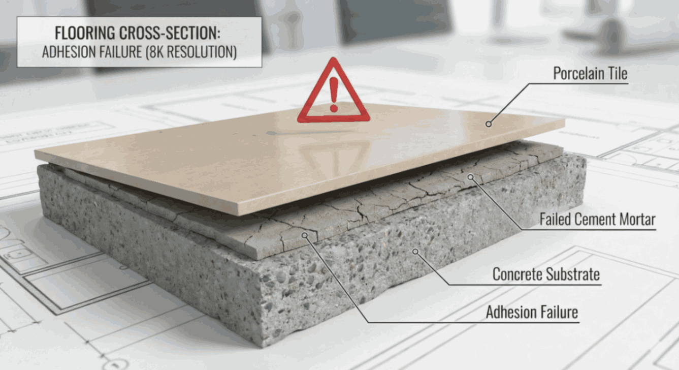 چرا سرامیک های کف لق می شوند؟ (بررسی تفاوت چسب پرسلان و ملات سیمان) اشتباهات مرگبار نصاب ها در شمال کشور (رطوبت را جدی بگیرید!)