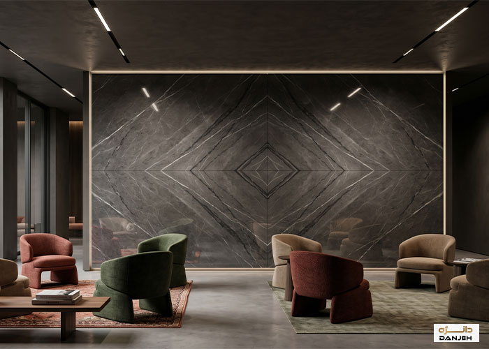 طراحی مینیمال با اسلب های فول بوک (Full Book Matching)؛ اوج شکوه در سادگی Minimalist design with full book matching slabs