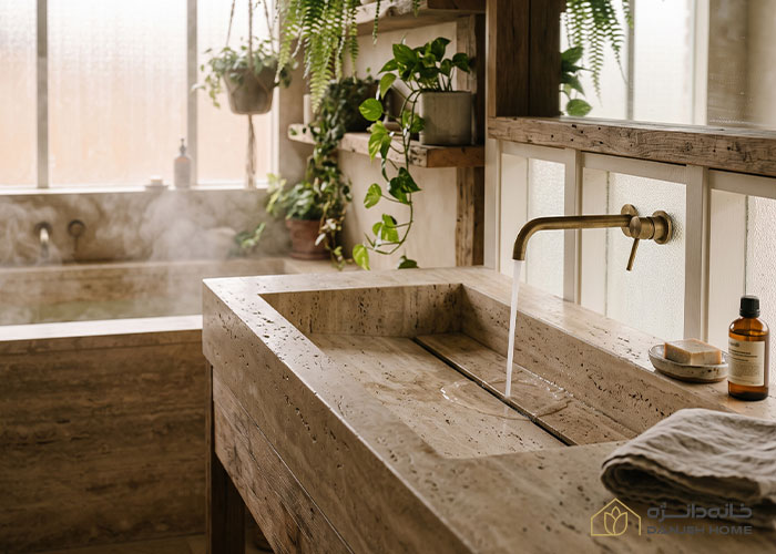 روشویی یکپارچه (Integrated Basin) چیست؟ (ترند اول طراحی مدرن حمام) چرا اسلب پرسلان برای اقلیم شمال کشور ضروری است؟