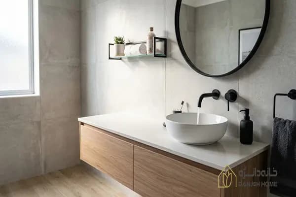 راهنمای خرید و ست کردن اکسسوری سرویس بهداشتی (جامایع، آینه، شلف) با شیرآلات مدرن
